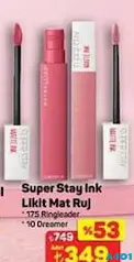 MAYBELLİNE SUPER STAY INK LİKİT MAT RUJ fiyat ve kampanya bilgisi
